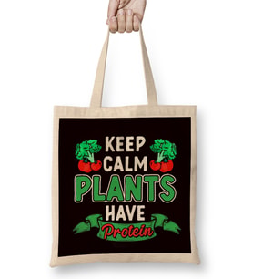 Plants Have Protein Vegan Vegetarian Veganism Veggie Food Bez Çanta Uzun Saplı