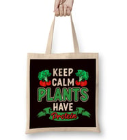 Plants Have Protein Vegan Vegetarian Veganism Veggie Food Bez Çanta Uzun Saplı