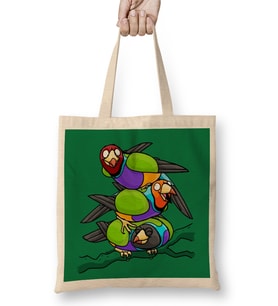 Gouldian Finches Tower Bez Çanta Uzun Saplı