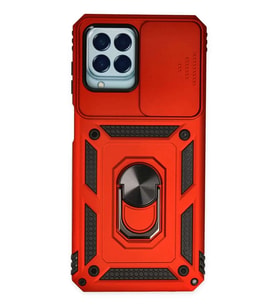 Galaxy M33 Kılıf Pars Lens Yüzüklü Silikon - Kırmızı