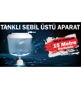 Her Markaya Uyumlu  Tanklı Sebil Üstü Aparatı -Kırılmaz, Hazneli (15 Metre Hortumlu) (Beyaz)