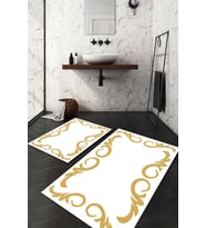 Dijital Baskılı Kaymaz Taban Yıkanabilir 2'li Klozet Takımı Banyo Paspası NDKZ-HT-124 (Gold)