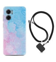 Xiaomi Redmi Note 11E Kılıf Resimli Boyun Askılı İpli Desenli Silikon Pink Blue Abstract 1385