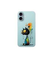 iPhone 16 Plus ile Uyumlu Splash Kedi Tasarımlı Şeffaf Silikon Kılıf