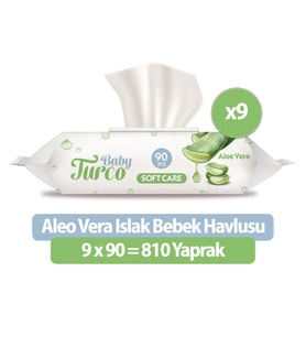Baby Turco Softcare Aloea Vera Islak Havlu Mendil 90x9 810 Yaprak