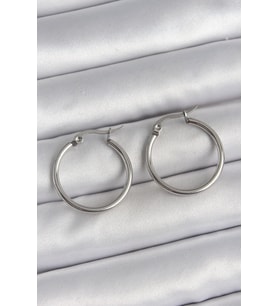 316 Çelik Gümüş Renk 22 mm Halka Model Kadın Küpe