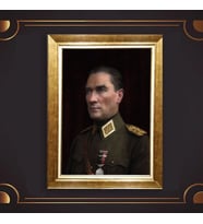 Altın Varaklı Çerçeveli Paspartulu Atatürk Tablo z4939 (Gold)