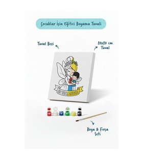 Çocuklar İçin Anneler Günü Boyama Tuvali – Şövalesiz Boya Seti 20x20 cm