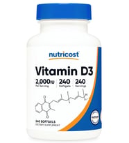 Nutricost Vitamin D3 2000 iu Softgels, 240 Softgels.Abd Menşei (Renksiz)