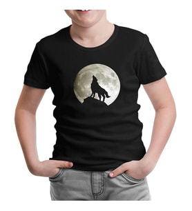 Kurt ve Ay Siyah Çocuk Tshirt