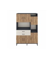 Hyperion Dolap 9 Raflı 2 Çekmeceli 6 Kapaklı 132x44x195 Antrasit-Çam/Aytaşı