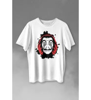 La Casa De Papel Dali Mask Maskesi Baskılı Tişört Unisex T-shirt (Beyaz)