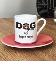 Kişiye Özel Dog Dad Türk Kahvesi Fincanı Köpek Babası (Pembe)