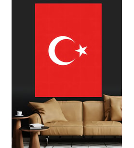 Ay Yıldızlı Şanlı Türk Bayrağı Dekoratif Kanvas - Mdf Ahşap Tablo