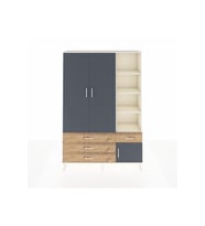 Arges Dolap 5 Raflı 4 Çekmeceli Tek Askılı 132x30x195 Aytaşı-Antrasit/Çam