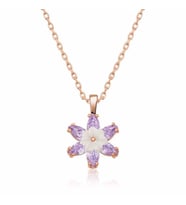 Gümüş Rose Lila Lotus Çiçeği Kolye