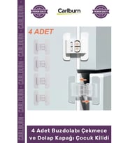 Özel Üretim Çift Butonlu Emniyet Kilidi Beyaz Set 4 Adet Buzdolabı Çekmece Dolap Kapağı Çocuk Kilidi