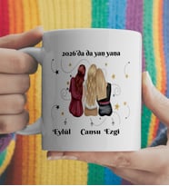 Yan Yana Kız Kardeş İsimli Yeni Yıl Kupası Kişiye Özel