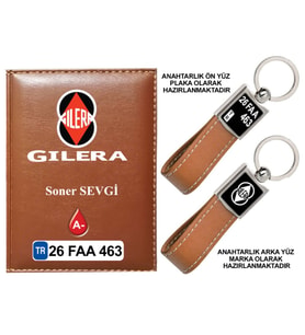 Plakanıza Özel Gleria Logolu Taba Ruhsat Kabı ve Anahtarlık