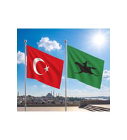 TRY Bayrağı ve Alpaka Kumaş Türk Bayrağı 2'li Set 100x150cm