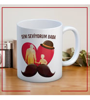 Seni Seviyorum Baba Baskılı Babalar Günü Kupa Bardak