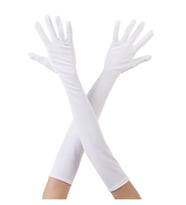 Beyaz Renk Dirseğe Kadar Uzun Kumaş Eldiven 40 cm (5343)