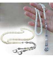 Kararmaz Metal Ayyıldız Püsküllü Kapsül Kesim Pirinç İşlemeli Deve Kemiği Tesbih