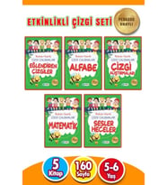 5-6 Yaş İlkokula Hazırlık Çizgi Çalışmaları Seti 5 Kitap 160 Sayfa (Çok Renkli)