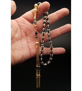 Altın Kaplama Gümüş Püskül 8x12mm Sarmal Kuka Tesbih (Çok Renkli)