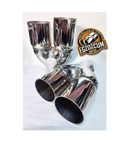 Çift yönlü 76 mm. Full paslanmaz krom çiftli takım 2 adet (sağ/sol) egzoz ucu eksoz başlığı krom