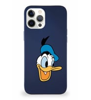 Apple iPhone 12 Pro Max Soft Premier Kapak Donald Duck-A Tasarımlı Silikon Kılıf - Lacivert (Şeffaf)