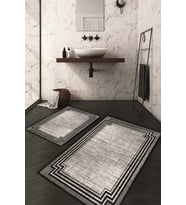 Dijital Baskılı Kaymaz Taban Yıkanabilir 2'li Klozet Takımı Banyo Paspası NDKZ-HT-233 (Gri)