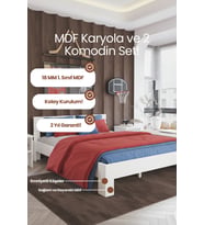 Letto Çift Kişilik MDF Karyola ve 2 Komodinli Set