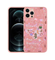 Lexroo iPhone 12 Pro Max Kılıf Desenli Sert Silikon Mumila Kılıf - Pink Flower