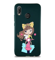 Huawei P20 Lite Soft Premier Kapak Vespagirl Tasarımlı Silikon Kılıf - Yeşil (Şeffaf)