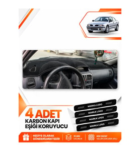 MITSUBISHI CARISMA BÜYÜK EKRAN (1997-2003) Uyumlu Ön Torpido Koruma Kılıfı Halısı - Siyah