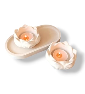 2 Tane Lotus Mumluk ve Oval tabak Seti