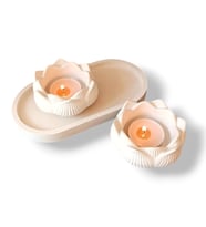 2 Tane Lotus Mumluk ve Oval tabak Seti