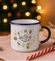 BK Gift Yılbaşı Tasarımlı Lacivert Emaye Kupa Bardak -1, Arkadaşa Hediye, Yeni Yıl Hediyesi