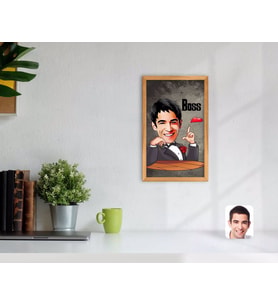 BK Gift Kişiye Özel Boss Karikatürlü Dekoratif Retro Ahşap Tablo-3