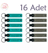 Koyu Turkuaz & Kül Gri, 16’lı Set, İsim Yazılı Anlamlı Deri Hediyelik, Bisiklet Gezisi Grubuna Anı