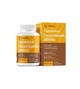Owegel Liposomal Tocotrienols 1000mg - High Bioavailability Vitamin E Tocotrienols,95% Delta & 5% Gamma Tocotrienol Cardiovascular,Skin,Bone,Antioxidant,60 Softgels 63.