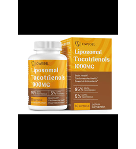Owegel  Liposomal Tocotrienols 1000mg - High Bioavailability Vitamin E Tocotrienols Supplements,95% Delta & 5% Gamma Tocotrienol Capsules Support Cardiovascular,Skin,Bone,Antioxidant,60 Softgels 3641 (Renksiz)