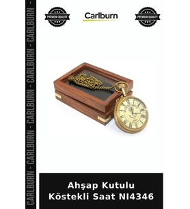 Özel Üretim Erkek Aksesuar Retro Klasik Hediye Hatıra Nostaljik Ahşap Kutulu Köstekli Saat NI4346