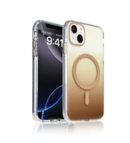 iPhone 15 Kılıf Magsafe Şarj Özellikli Transparan Renk Geçişli Gradient Luxury Kapak (Gold)