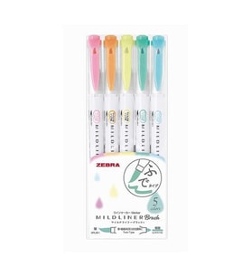Zebra Mildliner Fırça Uçlu Fosforlu Kalem 5li WFT8 5C