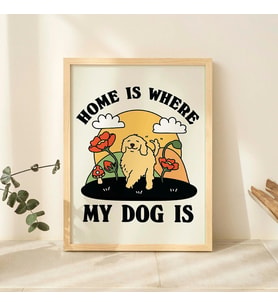 ÇERÇEVELİ Sevimli Köpek Baskısı, Retro Evim Köpeğimin Olduğu Yer Posteri, Eklektik Renkli Posterler, Sağlıklı
