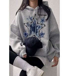 Eteinal Light Baskılı Oversize Sweatshirt (Gri)