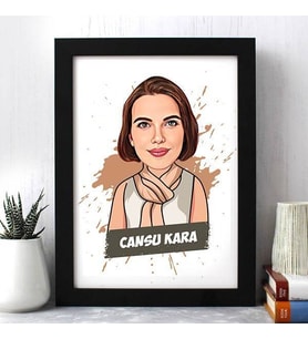 Kişiye Özel Karikatürlü Kadına Hediye Çerçeve