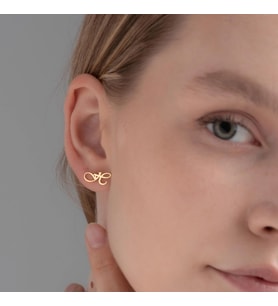 Kişiye Özel 925 Ayar Gümüş Minimal El Yazısı Harf Küpe (Gold)